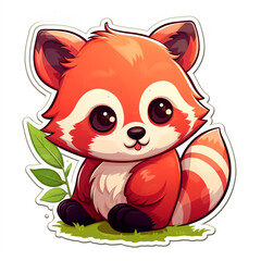 Fototapeta premium a kawaii red panda sticker cartoon created with Generative Ai