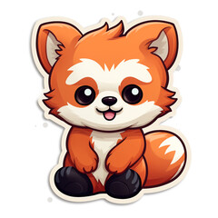 Obraz premium a kawaii red panda sticker cartoon created with Generative Ai