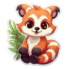 Obraz premium a kawaii red panda sticker cartoon created with Generative Ai