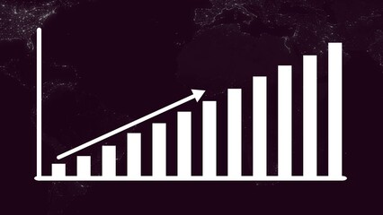 Abstract growth graph on white color arrow. Economic progress chart. Analysis graph for investment, currency, money or companies profit concept 4k illustration.
