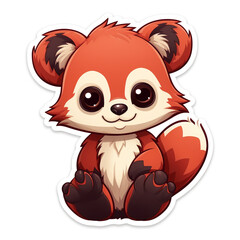 Obraz premium a kawaii red panda sticker cartoon created with Generative Ai