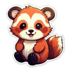 Obraz premium a kawaii red panda sticker cartoon created with Generative Ai