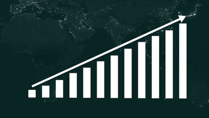 Abstract growth graph on white color arrow. Economic progress chart. Analysis graph for investment, currency, money or companies profit concept 4k illustration.
