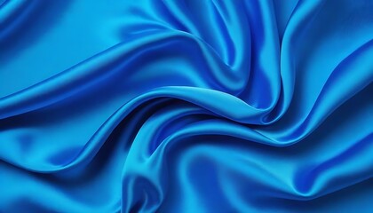 Fototapeta premium metallic blue silk background, wavy folds to low right angle