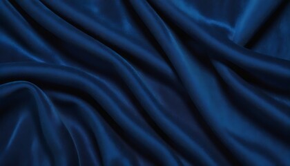 Obraz premium deep blue shiny wavy silk drapery background, transversal folds