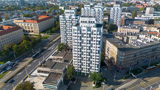 Skyscrapers called Sedesowce Wroclaw, Poland.
