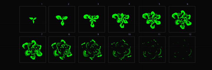 Firework explored animation . Sprite sheet of Poison effect animation for games, cartoon or animation – Vector © Ptouch