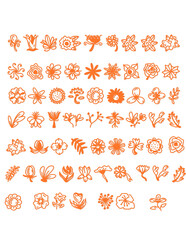 Orange Floral Patterns on isolated Background Illustration