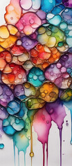 Fototapeta na wymiar Alcohol Ink Painting Beautiful Washed Colors Watercolor Bookmark Artwork Colourful Wall Art Design