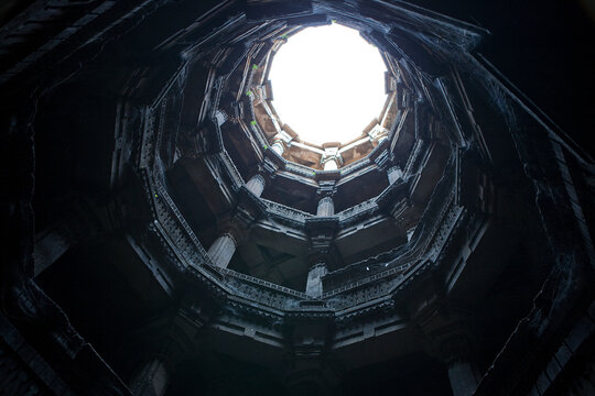India Ahmedabad stepwells on a cloudy winter day