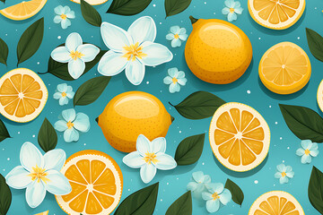 citrus background, fresh lemons, pop art style