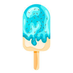 Ice cream isolated on transparent background. Fruit blue ice