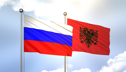 Russia and Albenia Flag Together A Concept of Realations