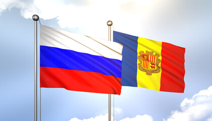 Russia and Andorra Flag Together A Concept of Realations