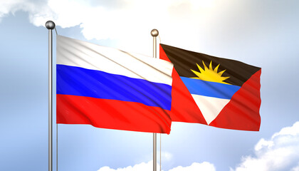 Russia and Antigua and Barbuda Flag Together