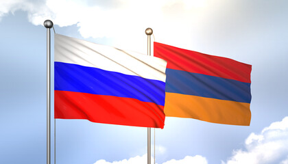 Russia and Armenia Flag Together A Concept of Realations
