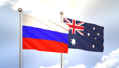Russia and Australia Flag Together A Concept of Realations