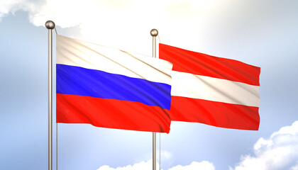 Russia and Austria Flag Together A Concept of Realations