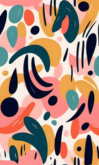 Fototapeta premium Brushstroke Shapes Pattern Abstract Artwork Colors Painting Colorful Wall Art Design