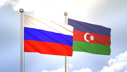Russia and Azerbaijan Flag Together A Concept of Realations