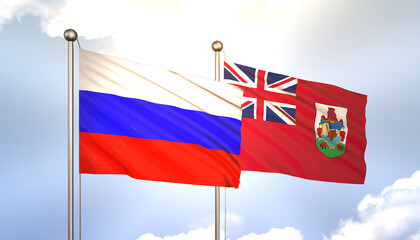 Russia and Bermuda Flag Together A Concept of Realations
