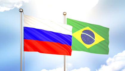 Russia and Brazil Flag Together A Concept of Realations