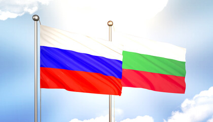 Russia and Bulgaria Flag Together A Concept of Realations