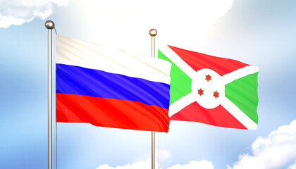 Russia and Burundi Flag Together A Concept of Realations