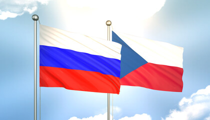 Russia and Czech Republic Flag Together A Concept of Realations