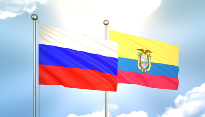 Russia and Ecuador Flag Together A Concept of Realations