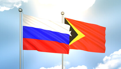 Russia and East Timor Flag Together A Concept of Realations