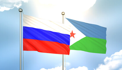 Russia and Djibouti Flag Together A Concept of Realations
