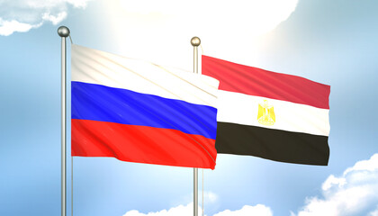 Russia and Egypt Flag Together A Concept of Realations
