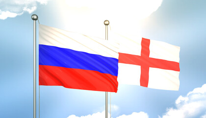 Russia and England Flag Together A Concept of Realations