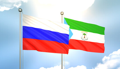 Russia and Equatorial Guinea Flag Together A Concept of Realations