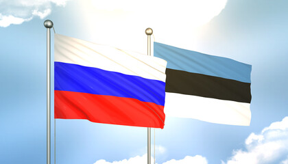 Russia and Estonia Flag Together A Concept of Realations