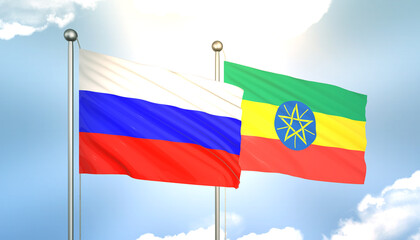 Russia and Ethiopia Flag Together A Concept of Realations