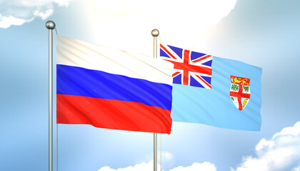 Russia and Fiji Flag Together A Concept of Realations