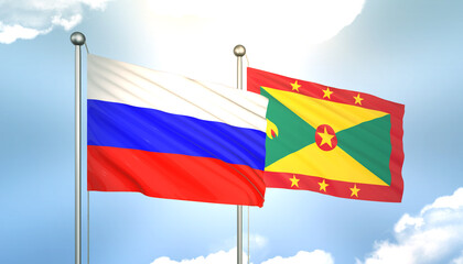 Russia and Grenada Flag Together A Concept of Realations