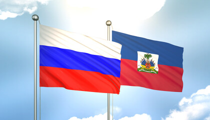 Russia and Haiti Flag Together A Concept of Realations