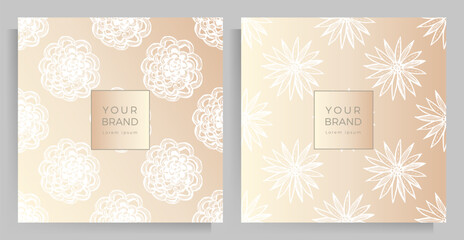 Cover design for your menu, invitation, folder, notepad, postcard. Floral pattern in elegant pastel colors. Set of square format templates. Vector illustration.