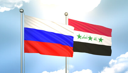 Russia and Iraq Flag Together A Concept of Realations