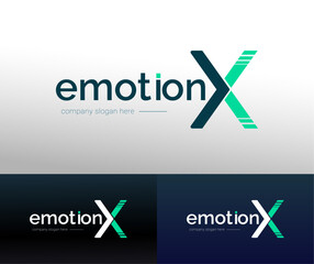 Emotion X Logo Design Vector Template. 
Psychology Foundation, Medical Organization, Mental Healthcare Company or Brand Logo Illustration.  