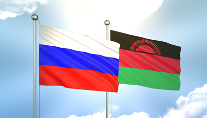 Russia and Malawi Flag Together A Concept of Realations
