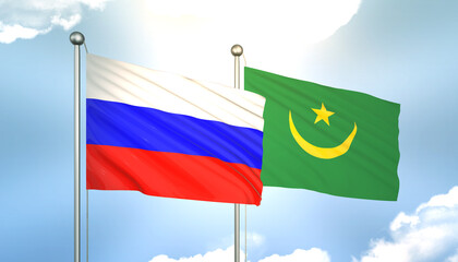 Russia and Mauritania Flag Together A Concept of Realations