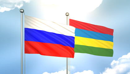 Russia and Mauritius Flag Together A Concept of Realations