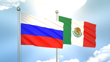 Russia and Mexico Flag Together A Concept of Realations