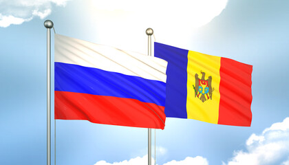 Russia and Moldova Flag Together A Concept of Realations