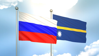 Russia and Nauru Flag Together A Concept of Realations