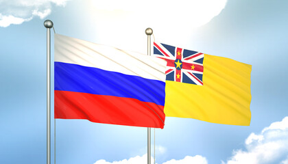Russia and Niue Flag Together A Concept of Realations